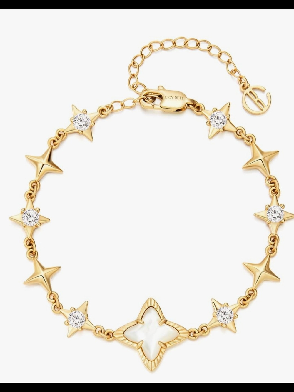 Cicy Bell Womens Bracelets 18k Gold Plated Adjustable Chain Link
